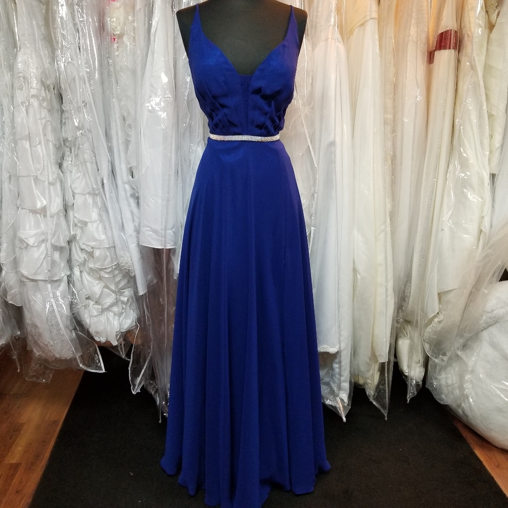 Royal Blue Long Chiffon Gown